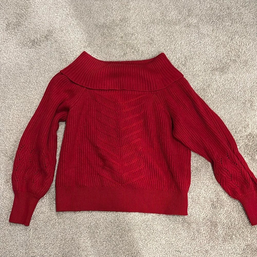 Red WHBM of the shoulder sweater